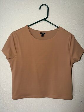 Express Short Sleeve Crew Neck Top - Camel Brown